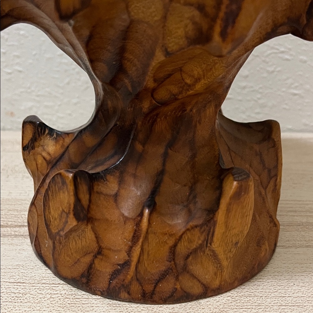 Hand carved vintage wooden candle holder - Picture 4 of 12
